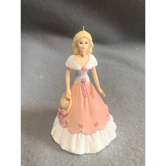 Vintage 1997 Barbie Ornament by Hallmark Springtime in Pink & White Dress 3rd - Picture 8 of 8
